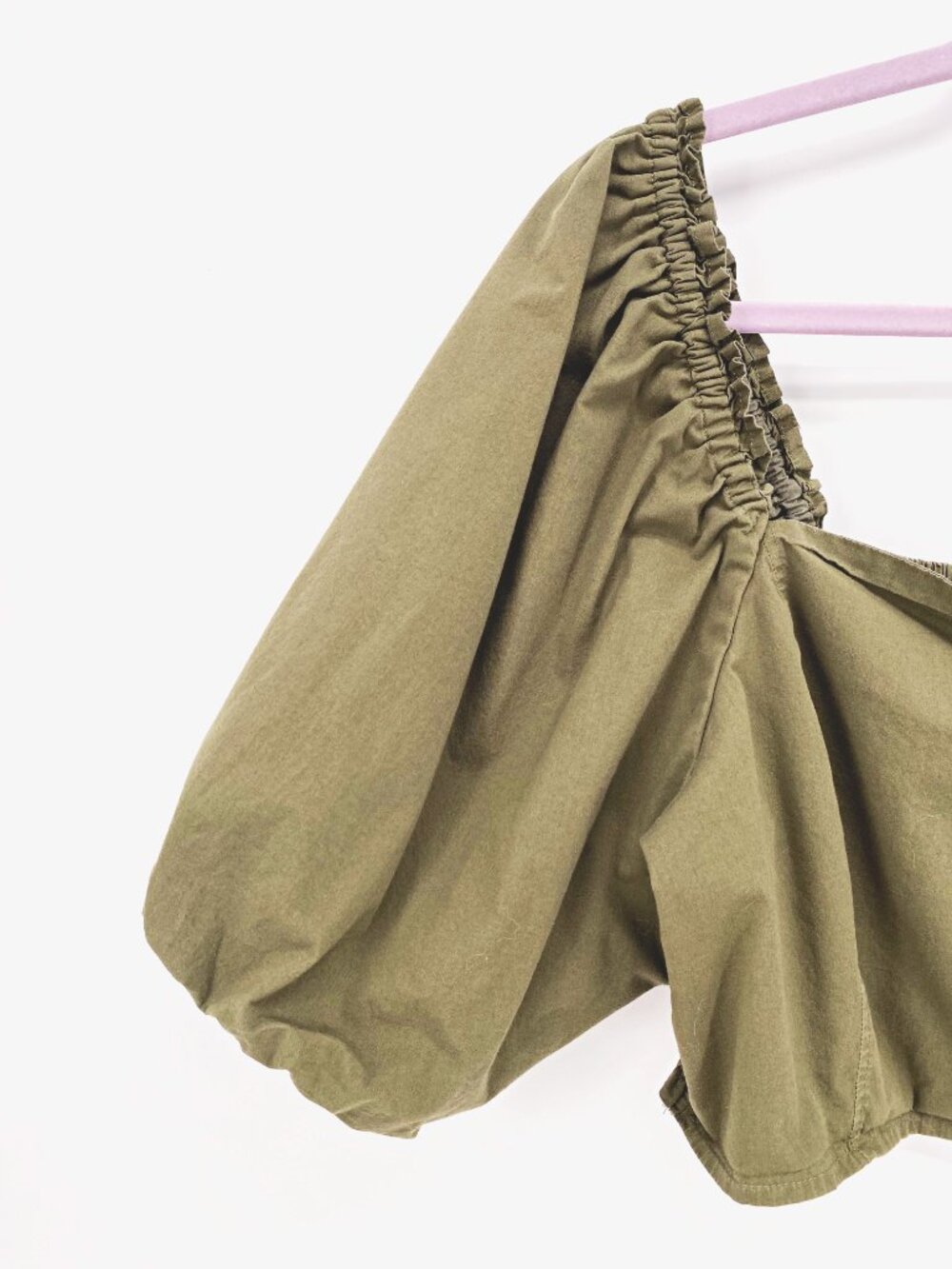 Jason Wu Puff Sleeve Smocked Crop Top - Picture 2 of 8